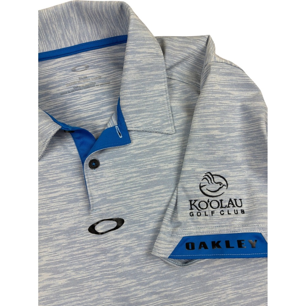 Oakley Mens Ko'olau Golf Club Polo Shirt Blue Space Dye Heathered Short Sleeve M